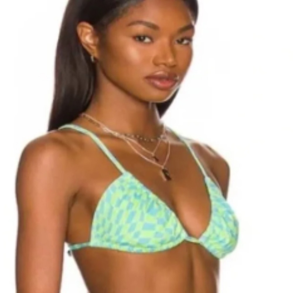 NWOT It’s Now Cool x Free People Checkered Wave Bikini Top Z573